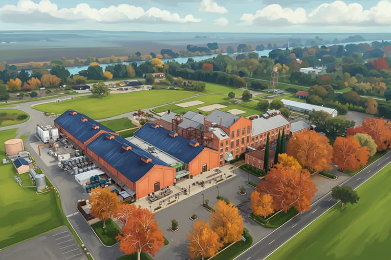 Old Sugar Mill in Clarksburg wine country with tasting rooms and Delta River views